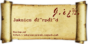 Jaksics Árpád névjegykártya