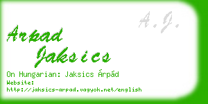 arpad jaksics business card